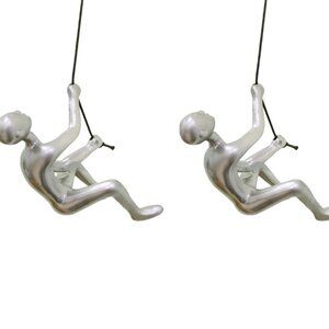 Climbing Man Home Décor Classic Wall-Art Sculpture | 2-Piece | Silver